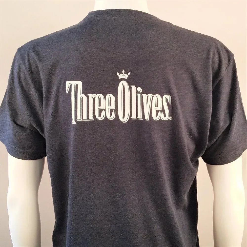 Three Olives Vodka Tee Shirt Heathered Blue